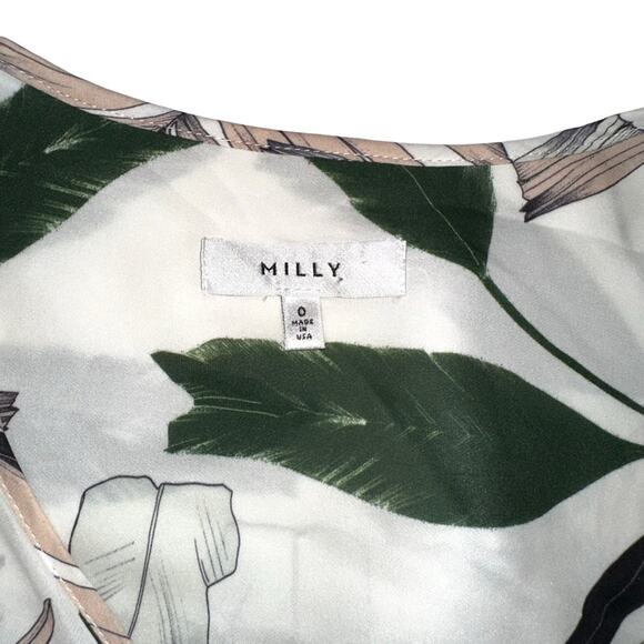 NWOT Milly Kia Tropical Print Silk Long Sleeve Wrap Top 0 - Picture 5 of 10